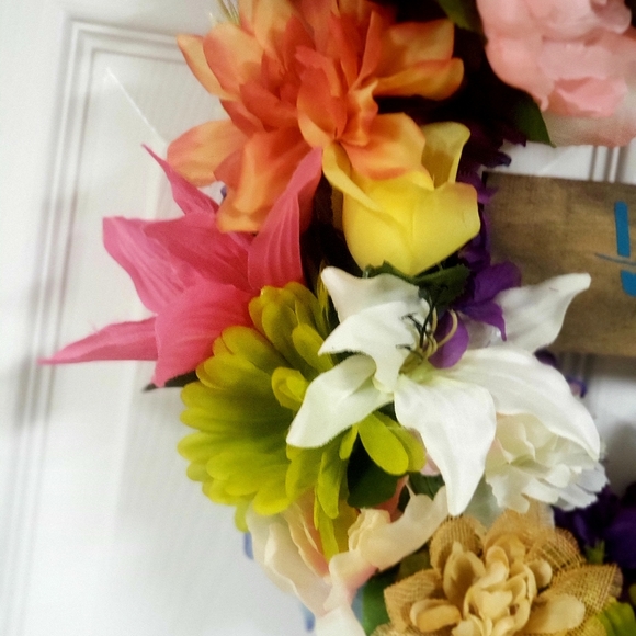 Spring Floral Braided Welcome Wreath Front Door - Picture 6 of 12